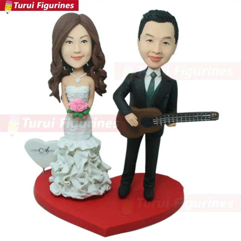 

Guitar Wedding Cake Topper Personalized Wedding Cake Topper Bobble Head Groom Playing Guitar Cake Topper Guiatr Wedding Topper G