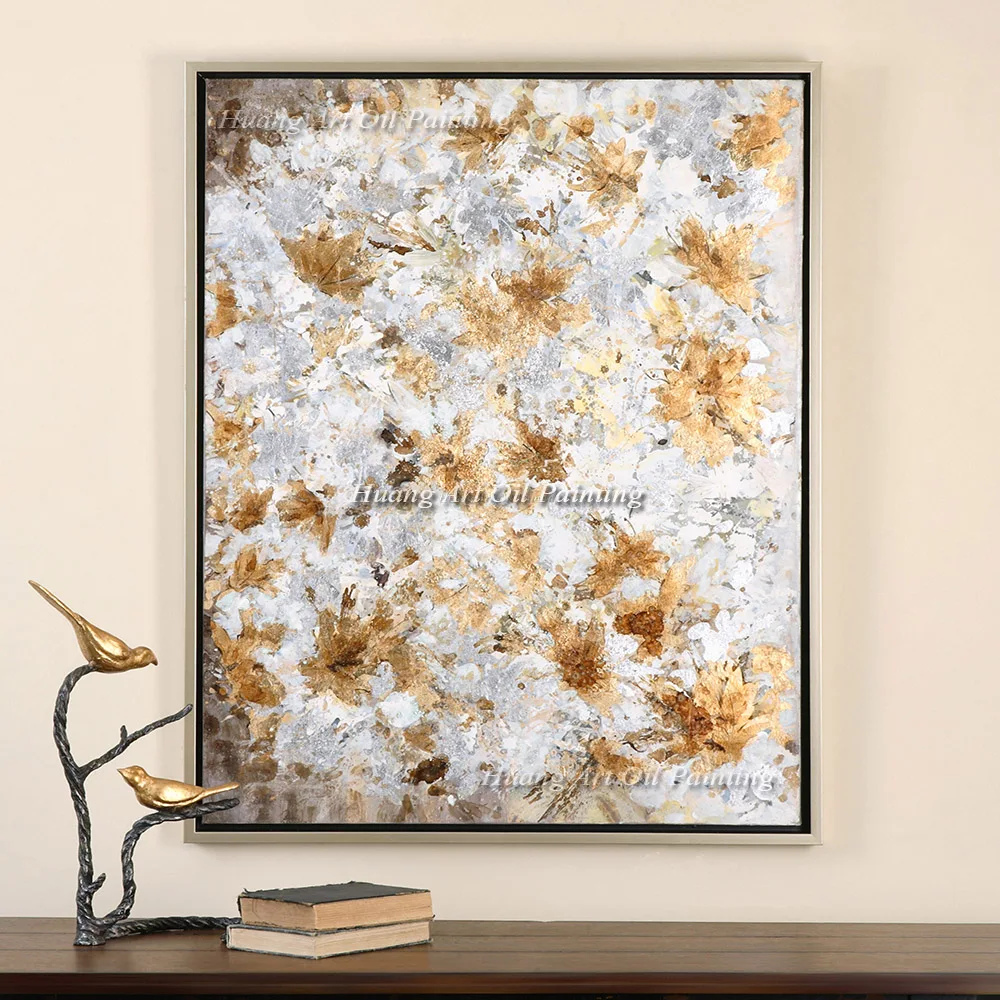 Hand Painted Modern Abstract Oil Painting Wall Decor Landscape Maple Leaf Painting On Canvas For Living Room Decoration