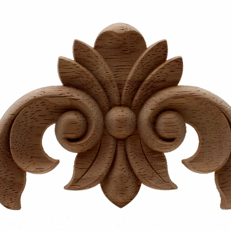 4 Pcs VZLX Vintage Unpainted Wood Carved Corner Onlay Applique Frame for Home Furniture Wall Cabinet Door Decor Crafts