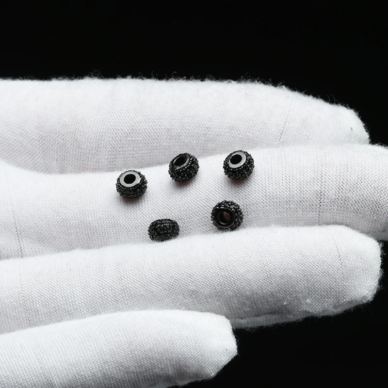 4 Styles Spacer Beads Micro Pave Black Zircon For Women Man Beadwork Beads Bracelet Gift Jewelry Making