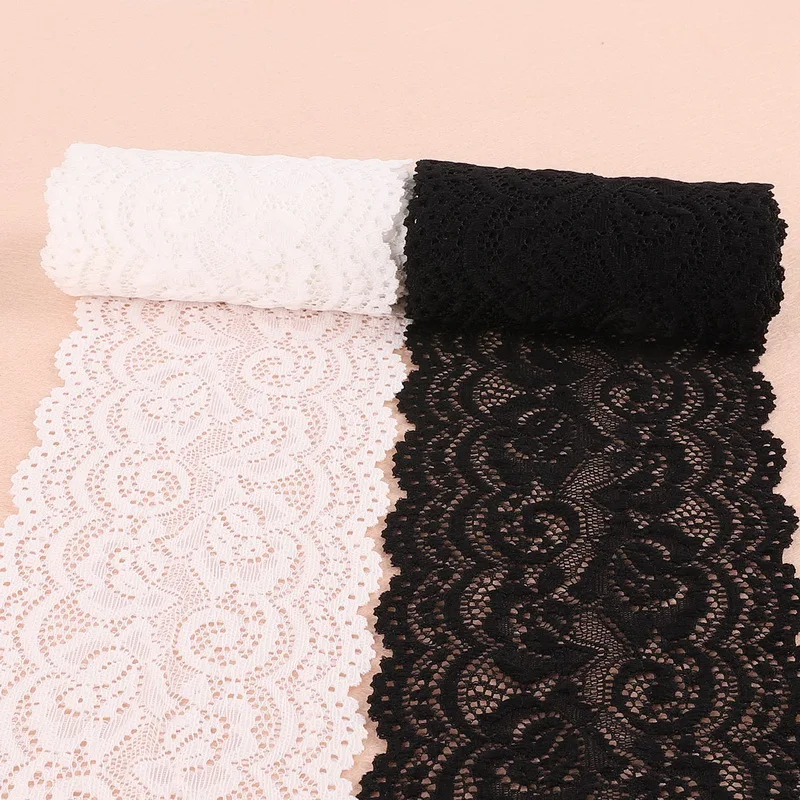 2 Yards 10cm Super Wide White/Black Pierced Lace Fabric Trim Ribbons DIY Sewing Garment Wedding Decoration Accessories Supplies