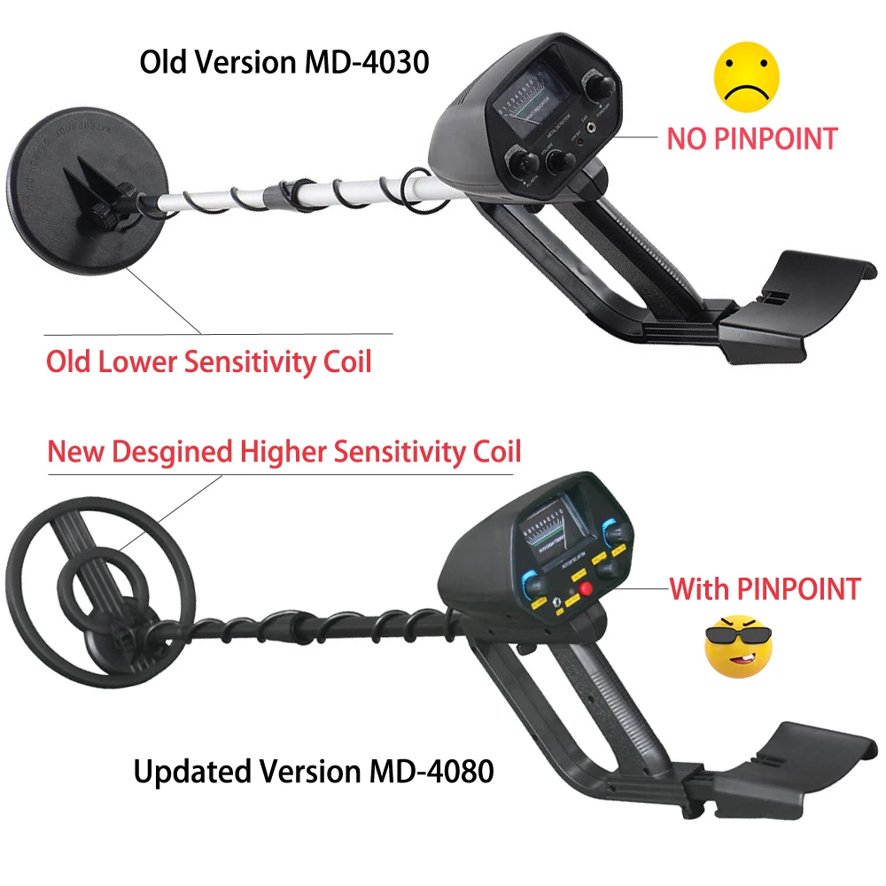 MD-4080 Metal Detector with Pinpoint, Adjustable DISC Function Lightweight Gold detector with Waterproof Coil