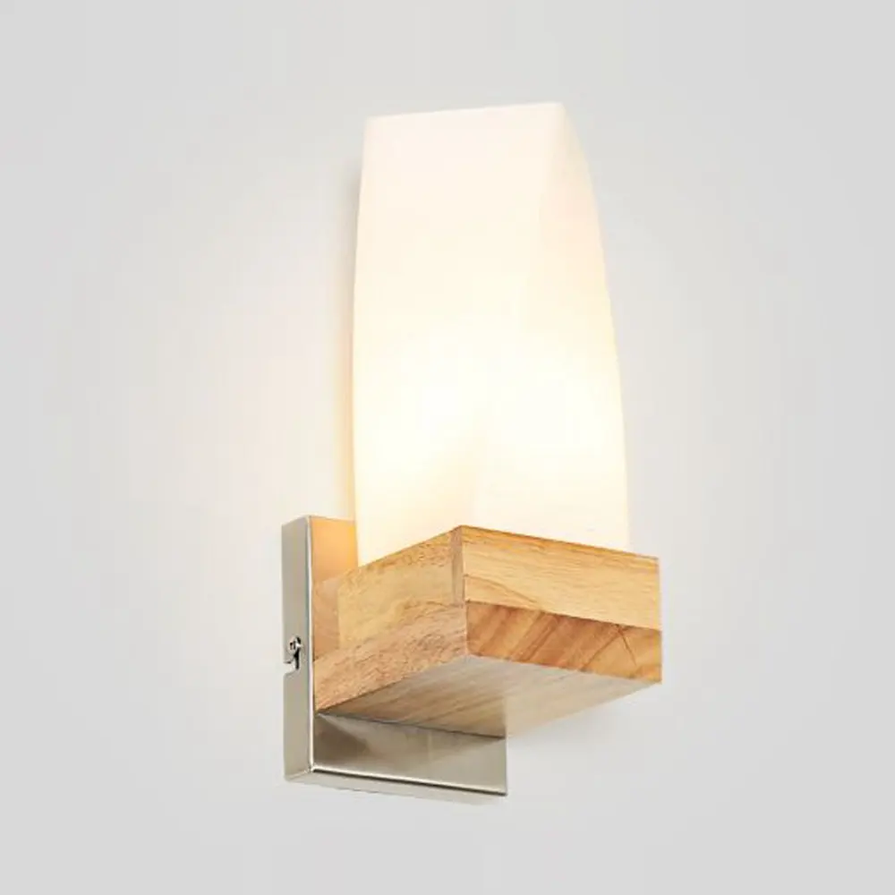 

Modern Living Room Wooden Glass Wall lights Corridor Stair Case Wall Sconce Bedroom Bedsides Creative Wall Lighting Fixtures