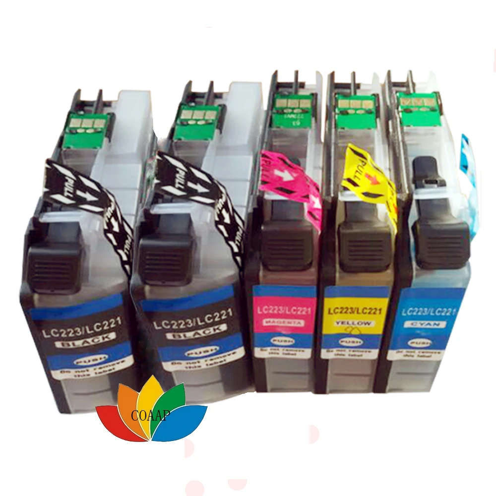 5 Pcs Compatible LC223 LC221 XL Black Cyan Magenta Yellow , LC 223 221 ink cartridge for Brother DCP & MFC printers