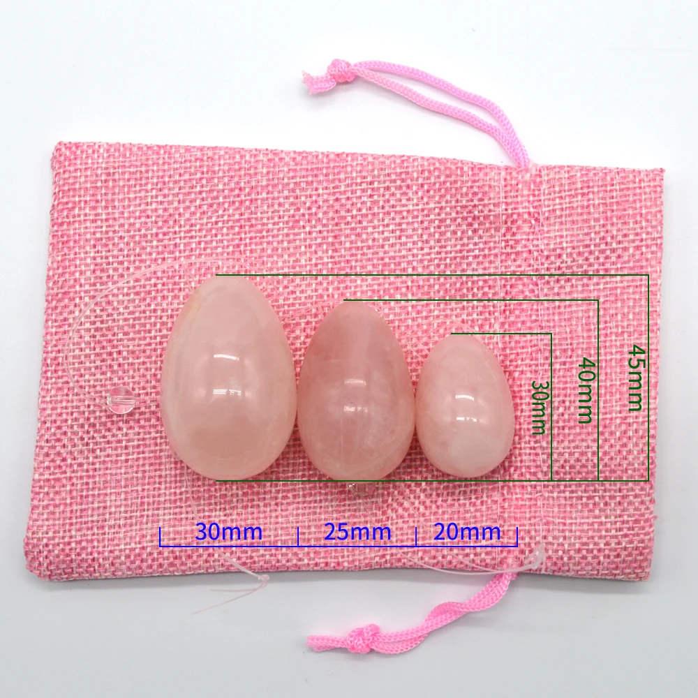 Drilled Jade Egg Exercise Natural Rose Quartz Yoni Egg For Women Vaginal Jade Egg Set Healthcare Stone Massager