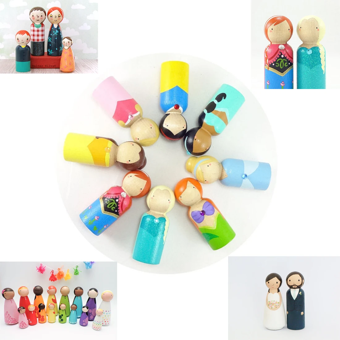 Wooden Woman Dolls 50Pcs Natural Unfinished Wooden Peg Doll Bodies People Shapes Kids Toy Gifts DIY Crafts-Waldorf Toy