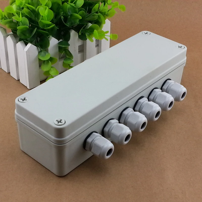 IP65 Waterproof Cable Junction Box 80*250*70mm two in six out with UK2.5B Din Rail Terminal Blocks