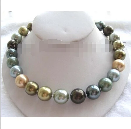 Natural 16mm Round Multicolor Shell Pearl Necklace!  ^^^@^Noble style Natural Fine jewe FREE SHIPPING