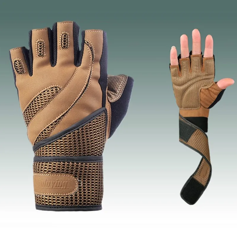 Gants de Fitness de marque pour hommes, équipement de gymnastique pour hommes, levage de poids, antidérapants, respirants, longs poignets, moufles