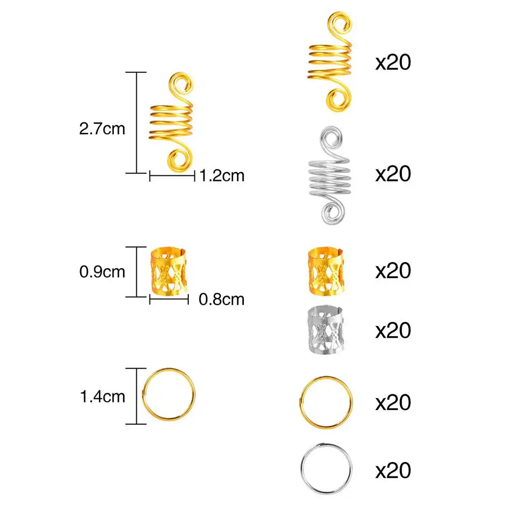 120 adet popüler gümüş saç boncuk siyah kadınlar mikro saç halka örgü takı Spiral Metal Microlink tüp Charms