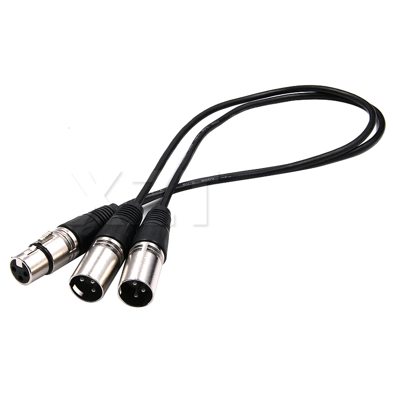 XLR Male Double Female Audio Line 50cm XLR CANNON Male Two Female 3 PIN Audio Cable XLR Y-Split Male 3P Cannon Spliter Converter