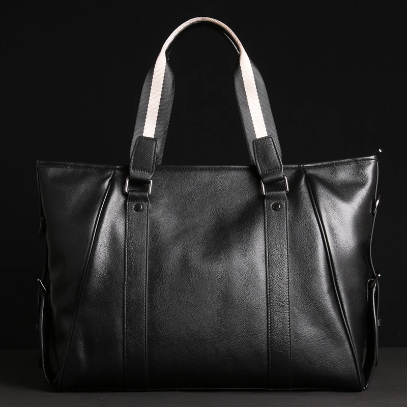 High-end Cow Leather Bags Large Casual Totes Full Grain Cowhide Satchels Business Men Briefcases Ture Leather Handbags (XW9006)