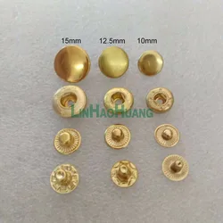 Wholesale 100sets/lot 10mm 12.5mm 15mm  four part brass metal button spring snap button snap fasteners light gold 2017101802