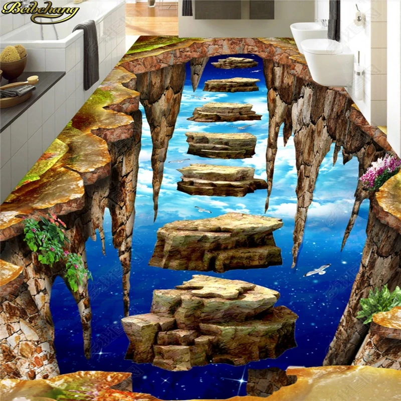 beibehang Custom Photo Wallpaper Floor Drawing Large 10m Hanging Stone Road 3D Floor Painting wall papers home decor