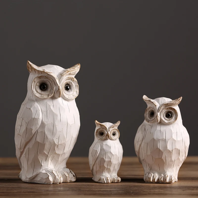 American Coutry Animal Resin Owl Figures Miniature Figurine Mini Fairy Garden Decorative Home Desk Decor