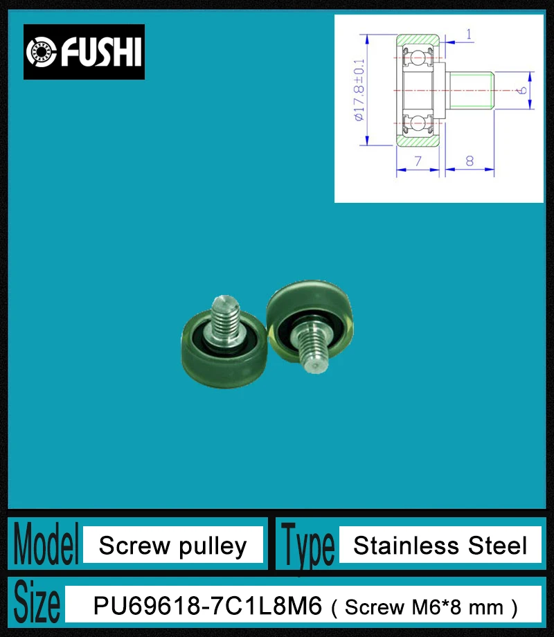 

PU 696 Screw Pulley Bearing 6*18*7 mm ( 1 PC) Doors and Windows Roller Mute Wheel PU696 + M6*8 Engineered Plastic Bearings