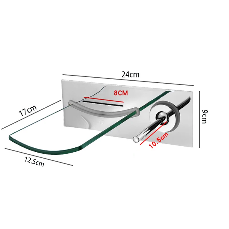 Wall Mount LED Brass Concealed Glass Waterfall Bathroom Sink Mixer Tap Brushed Nickel Color Change Basin Faucet NL705