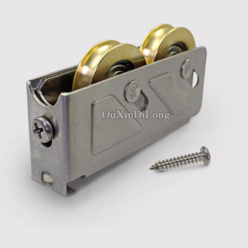 HOT 4PCS/lot 888 Type Aluminum Alloy Door and Window Rollers Pulley Double Brass Wheel Sliding Door&Window Door Wheels Fittings
