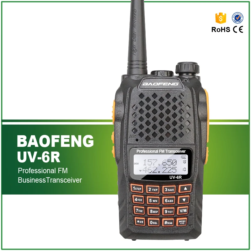 

High Quality Dual Band 5W Black VHF UHF Baofeng UV-6R Two Way Radio Transmitter BF-UV6R