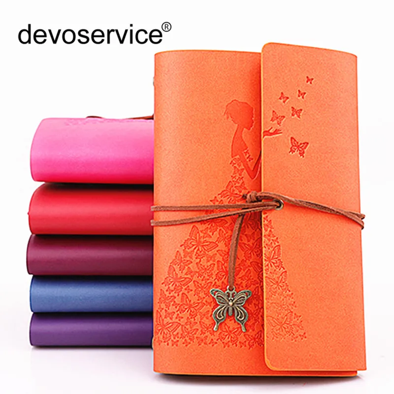 1Pc Skirt Beauty Vintage Leather Leaf Notebook Butterfly Lanyard Calendar Diary Notepad Planer Sketchbook Notebooks Office