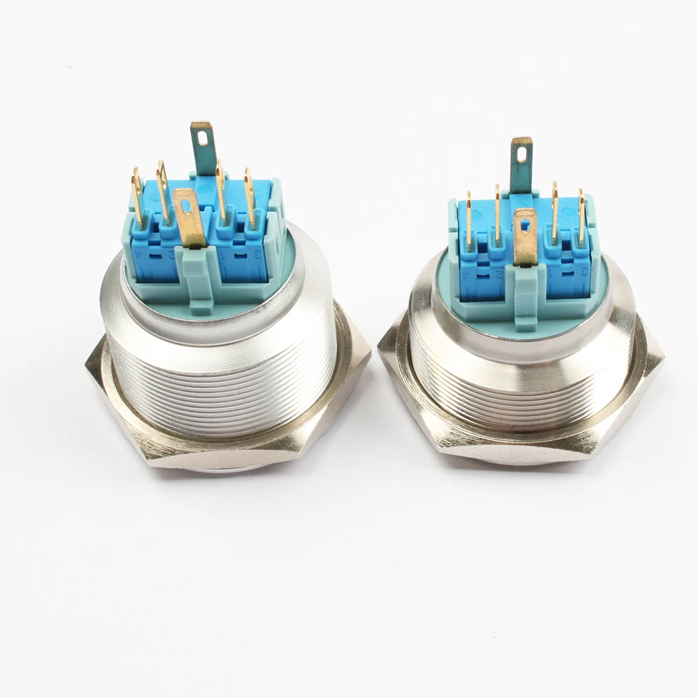 30Mm Rvs Metalen Drukknop Plat Ronde Momentary Power Ring Mark 6 Pin Auto Schakelaars Reset Vergrendeling fixatie