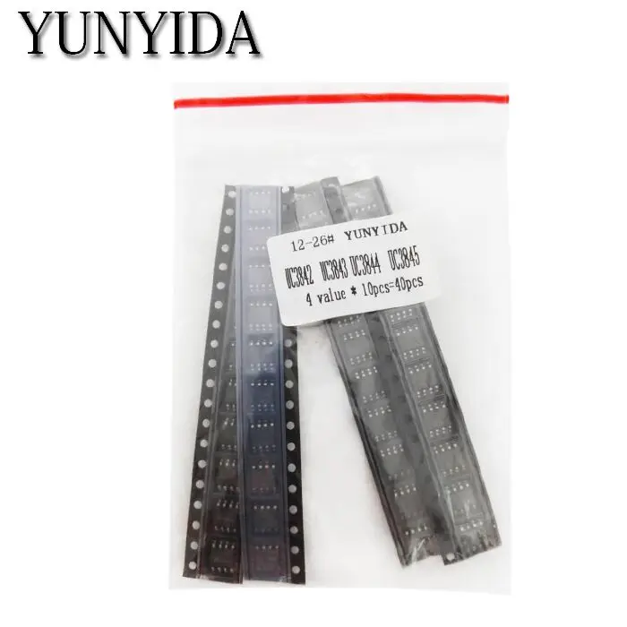 40pcs = 4 kinds * 10pcs  UC3842 UC3843 UC3844 UC3845 sop   Each 10pcs    kit  (12-26)