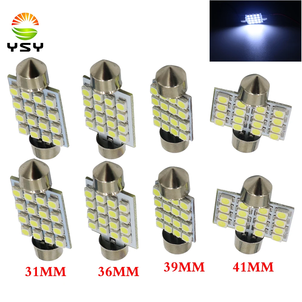 

YSY 300x белый 31 мм 36 мм 39 мм 41 мм C5W 1210 16SMD гирлянда купол Светодиодная панель для автомобиля лампа для чтения Клин лампы авто свет крыши DC 12V