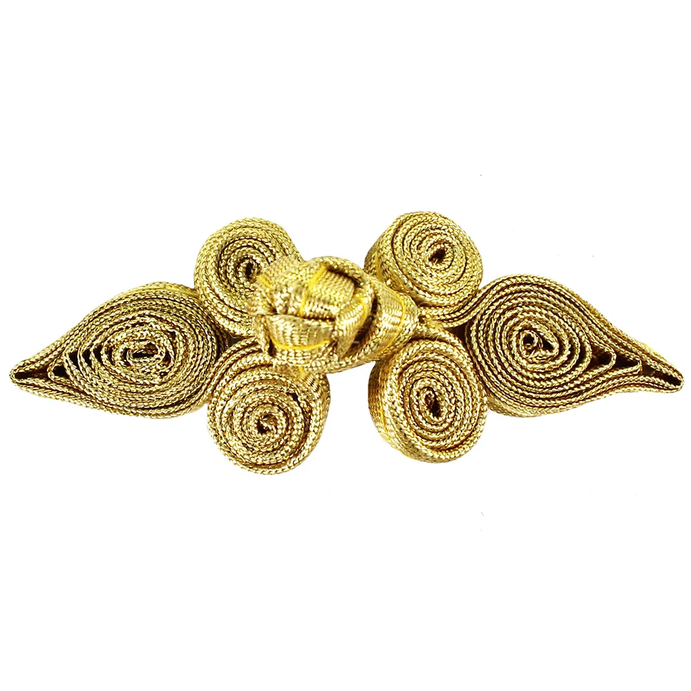 20set Gold Metallic Cord Braided Looped Fastener Closure Knot Buttons Sewing For Hotel Chair Cover Traditional Cheongsam