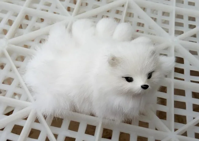 about 18x10cm plastic&fur white fox with nine tails hard model stage prop craft home decoration toy gift w0157