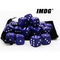 24Pcs/pack High Quality Boutique 18mm Acrylic Rounded Corners D6 Dice Marble Pattern Silver Dot Dice