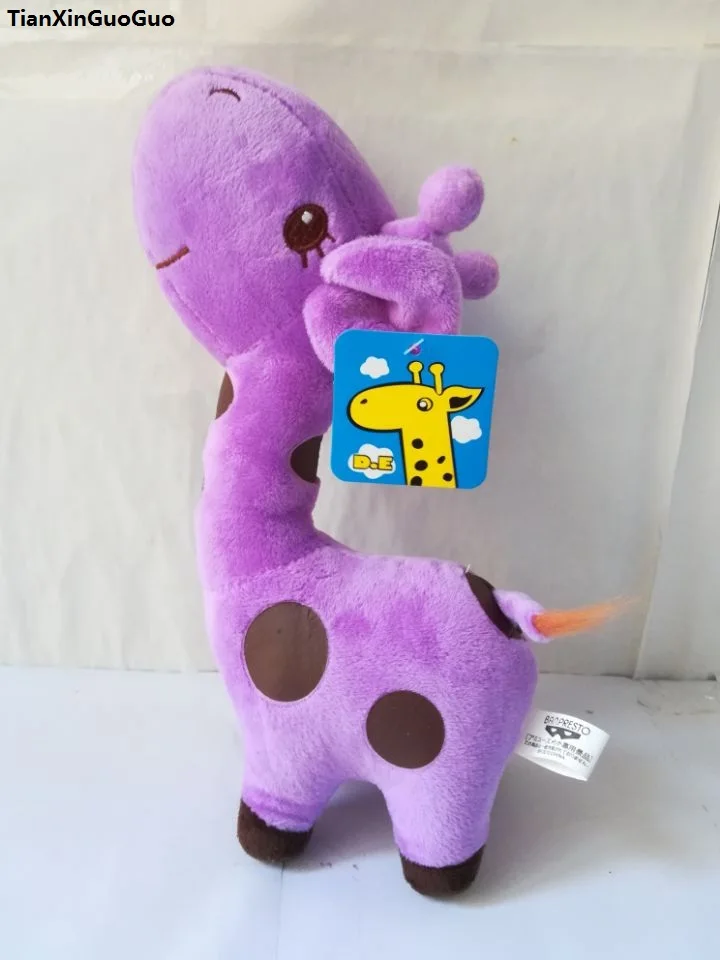 about 25cm purple giraffe plush toy cartoon giraffe soft doll kid's toy Christmas gift h2468