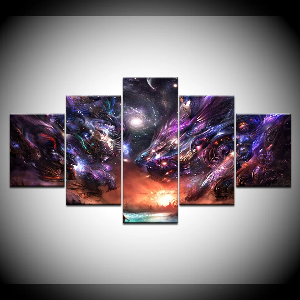 Several glowing faucets 5 Piece HD Wallpapers Art Canvas Print modern Poster Modular art painting for living room Home Decor