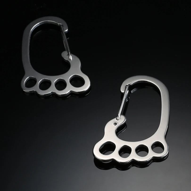 Outdoor Camping Stainless Steel Foot Shape Key Chain Creative Metal Hanging Buckle J144 image 3