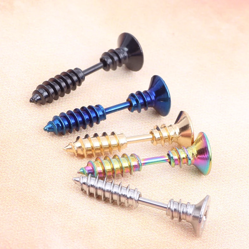 NAIL SCREW Gold or Stainless EAR PIERCING Bar Helix Cartilage Stud Rings Jewelry 5 color 30pcs Piercing ear fake