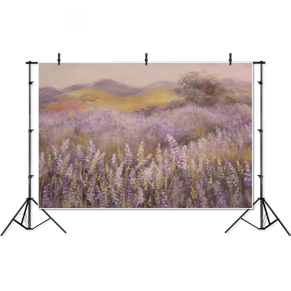 Thin Vinyl Lavender Field Mountain Kids Travel Baby Children Photography Studio Backgrounds Professional Indoor Photo Backdrops