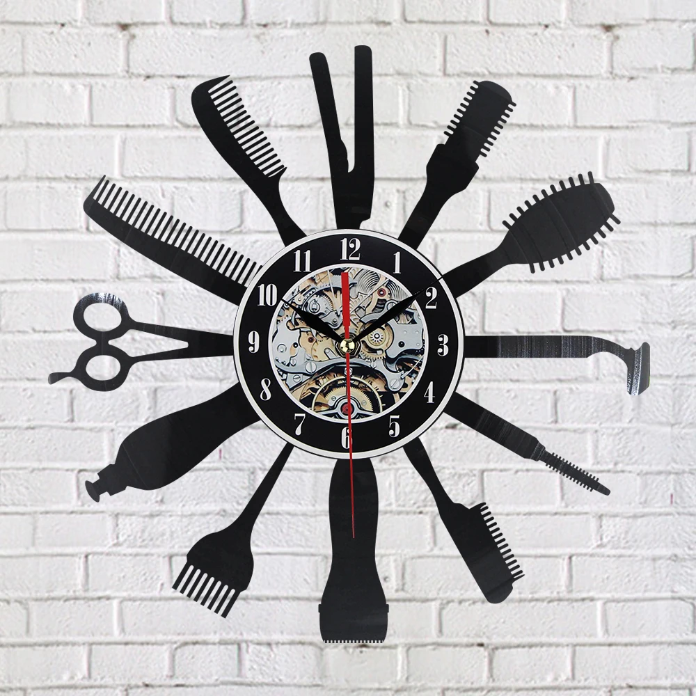 Creative Vinyl Wall Clock Gift Idea for Barber Hair Beauty Salo Hairdresser Barber Shop party gift favors Art Decor Clock