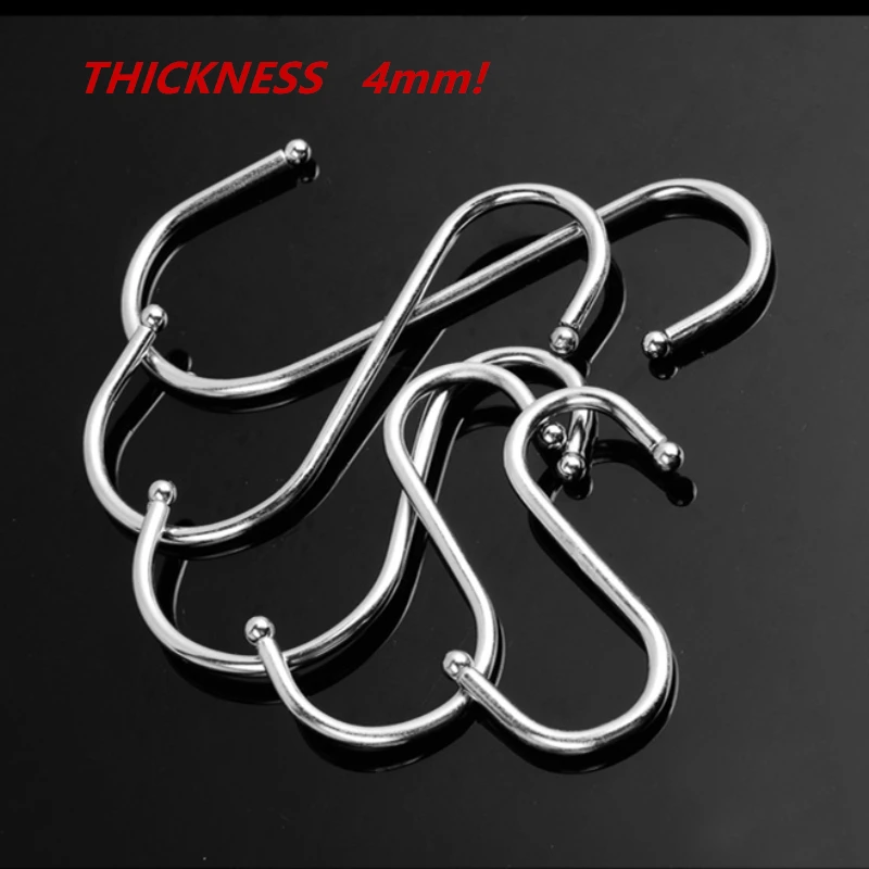 

5pcs/lot Stainless Steel S Hook For Kitchenware Tableware Cabinet Storage Hanger Racks Rail Holder With Round Tip