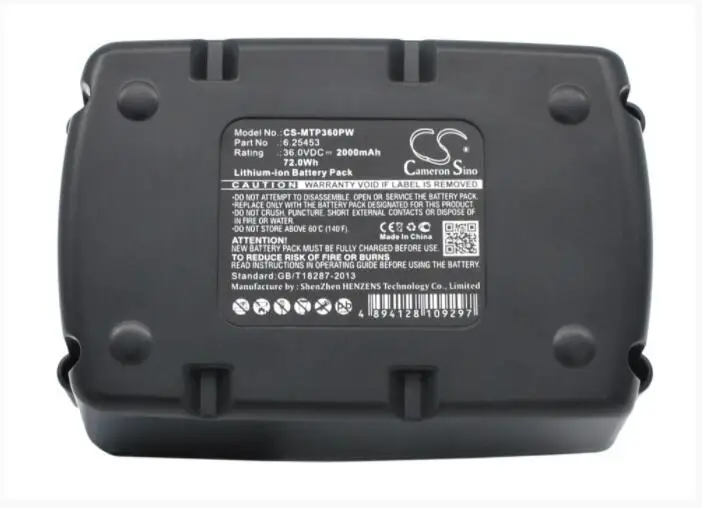 

Cameron Sino 2000mAh battery for METABO AHS 36V AHS36V BHA 36 LTX BHA 36 LTX Compact BHA36LTX 6.25453 Power Tools Battery