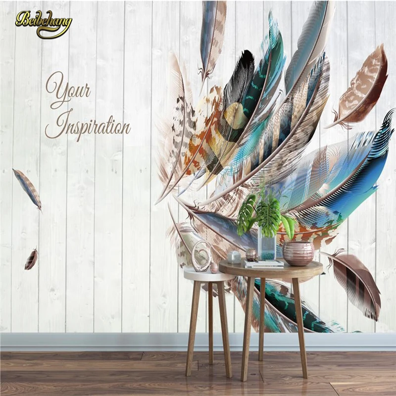 custom Photo Mural color feather board wallpaper for walls 3 d European Hotel Living Room Backdrop papel de parede 3D Wall Paper