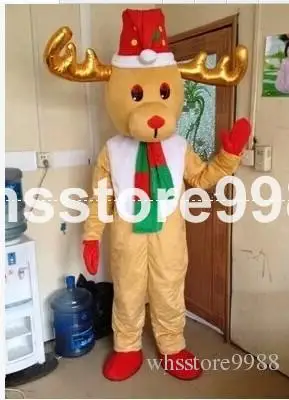 High quality EVA Material Helmet Christmas deer Mascot Costumes Birthday party walking Apparel Adult Size Free shipping