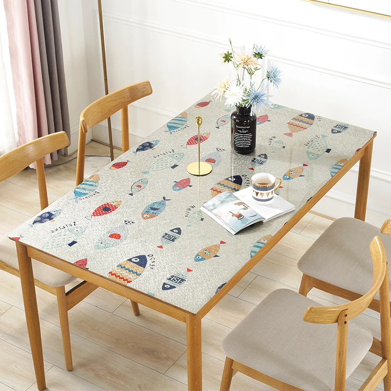 2019 New Pvc Table Cloths Waterproof Plastic Tablecloth Cover Mats Oil cloth Glass Soft Cloth Tablecloth 1.0m Home Textile Decor