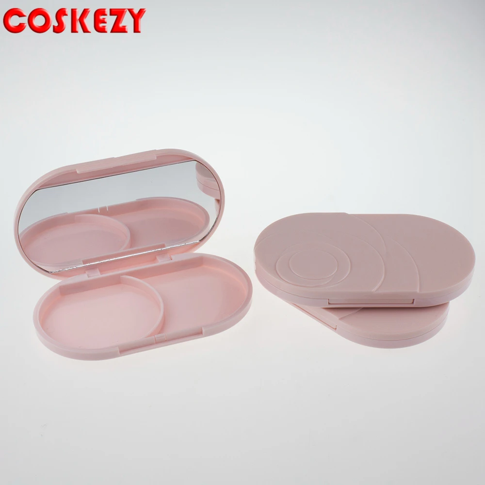 New design empty compact powder container with mirror, Pink rose flowers makeup compact for loose powder