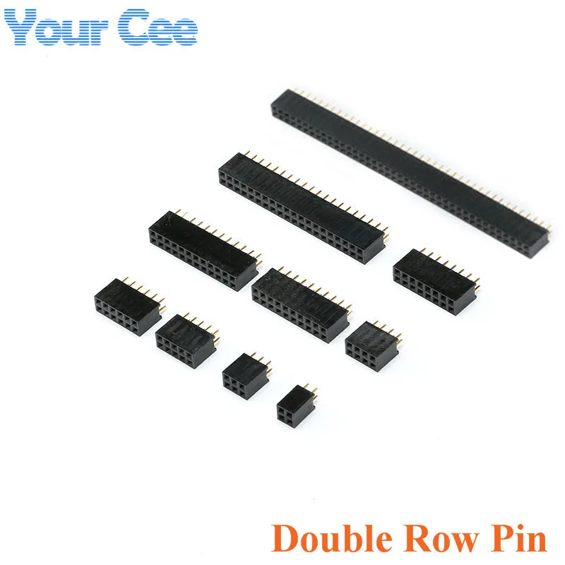 10pcs Double Row Pin 2*2P 3P 4P 5P 6P 8P 10P 12P 20P 40P Straight Pin Female Header Strip Socket Connector 2.54mm Pitch