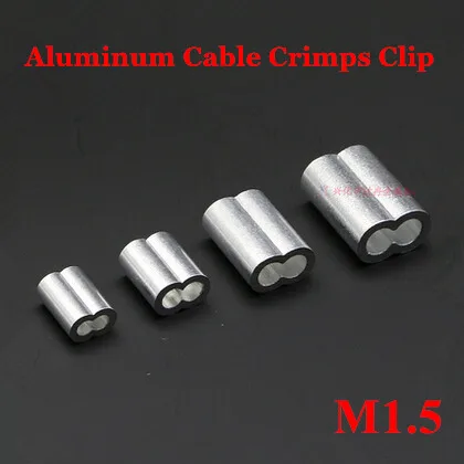 1000pcs 1.5mm M1.5 Aluminum Cable Crimps Sleeve Shape 8 Double Hole Ferrule Crimping Loop Oval Wire Rope Clip Swage Fittings