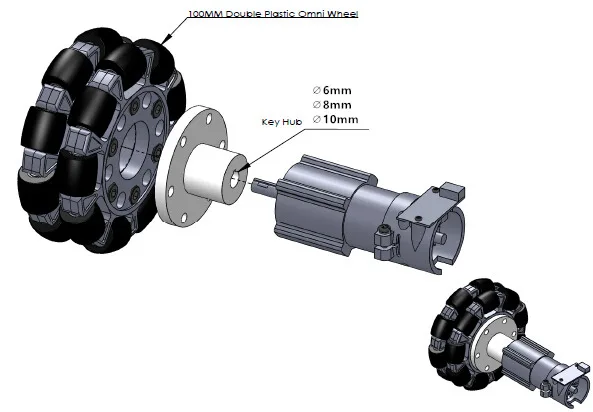 Accouplement d'arbre moteur 6mm/8mm, roue Mecanum, moyeu d'arbre de moteur Omni, moyeux d'arbre de roue pour pièces de Robot, bricolage