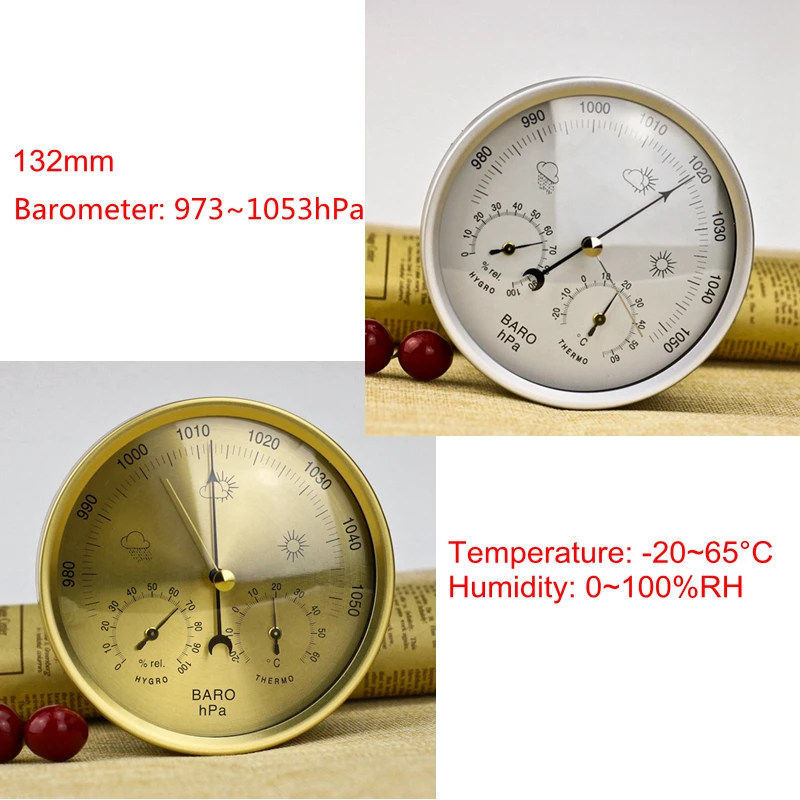 132mm 128mm Analog Barometer Thermometer Hygrometer 3in1 Weather Station Temperature Humidity Atmosphere Pressure Meter Monitor