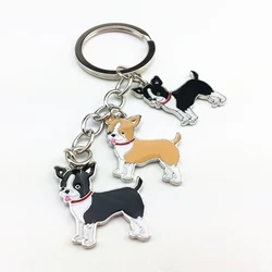 Chihuahua dog pendant key chains for women men white gold color metal alloy pet dog bag charm car keychain key ring holder 2019