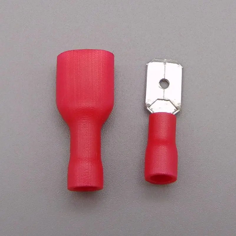 connector  RED Fully Insulated Spade Electrical Crimp Connectors- Mixed Male & Female