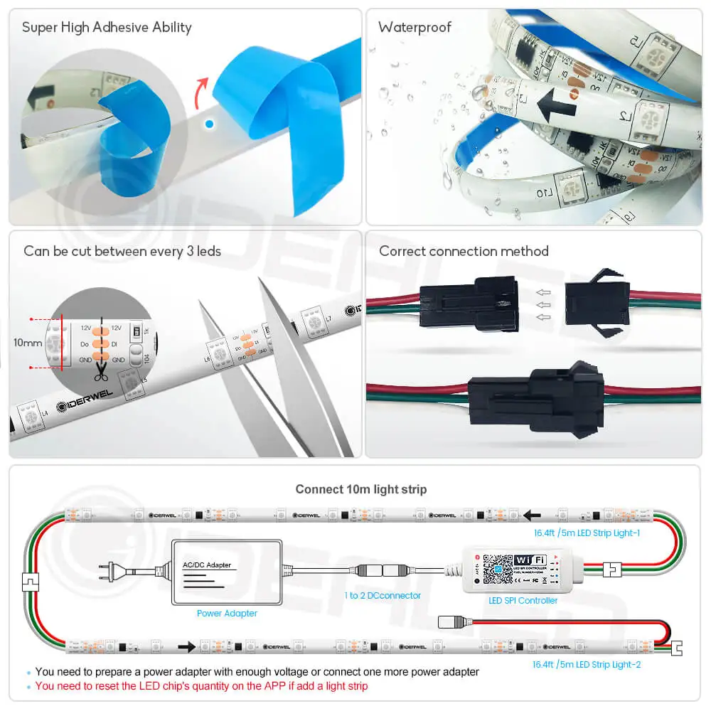 Home smart wifi Color LED Strip Lights,Smart Wireless LED Controller Work with Alexa,Google Assistant,Android iOS,APP