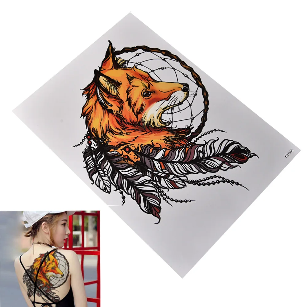 Best Selling Waterproof Fox Dreamcatcher Temporary Tattoo Large Arm Body Tattoos Sticker High Quality